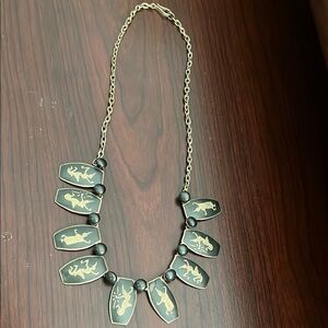 Vintage sterling silver Siam necklace 18”